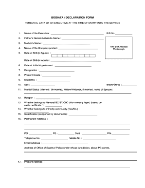 Bio Data Form PDF