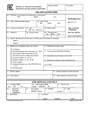 Brazil Visa Application Form PDF