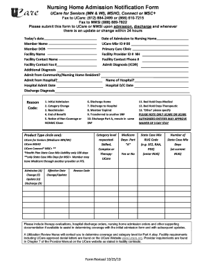  Nursing Home Admission Form 2010-2024