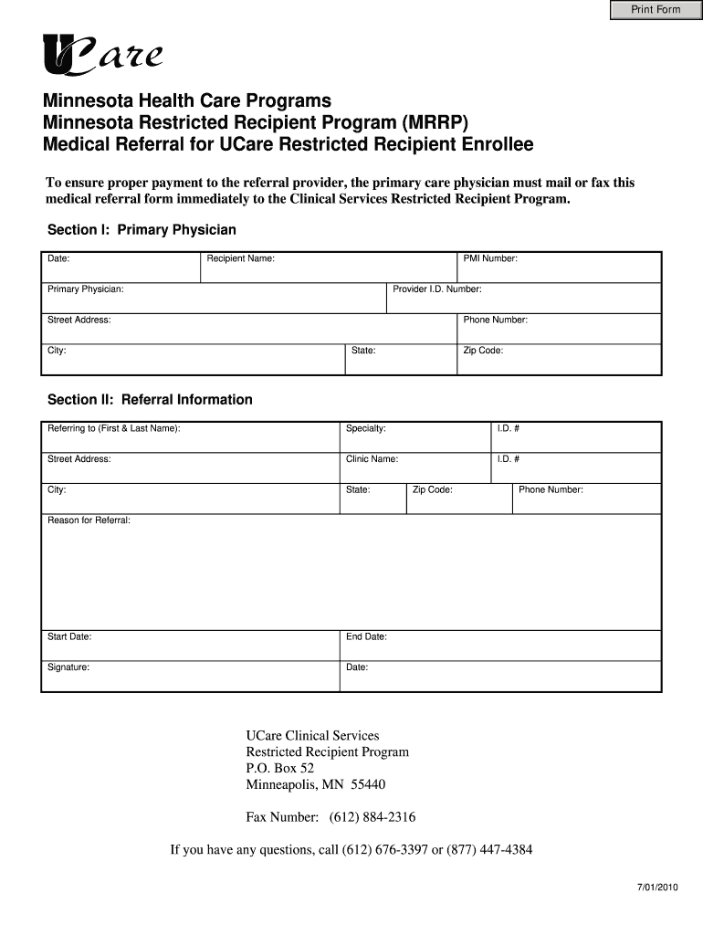  Printable Medical Referral Forms 2010