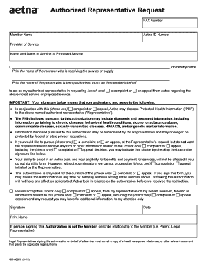  Aetna Authorized Representative Form 2013