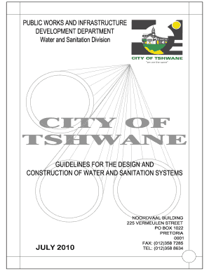 City of Tshwane Guidelines for the Design and Construction of Water and Sanitation Systems  Form