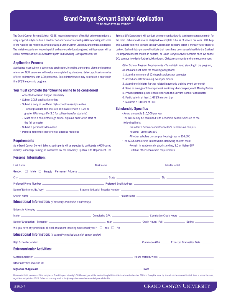 Gcu Application  Form