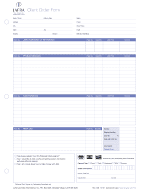 Client Order Form J Afra USA