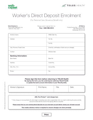 Wsib Direct Deposit Form