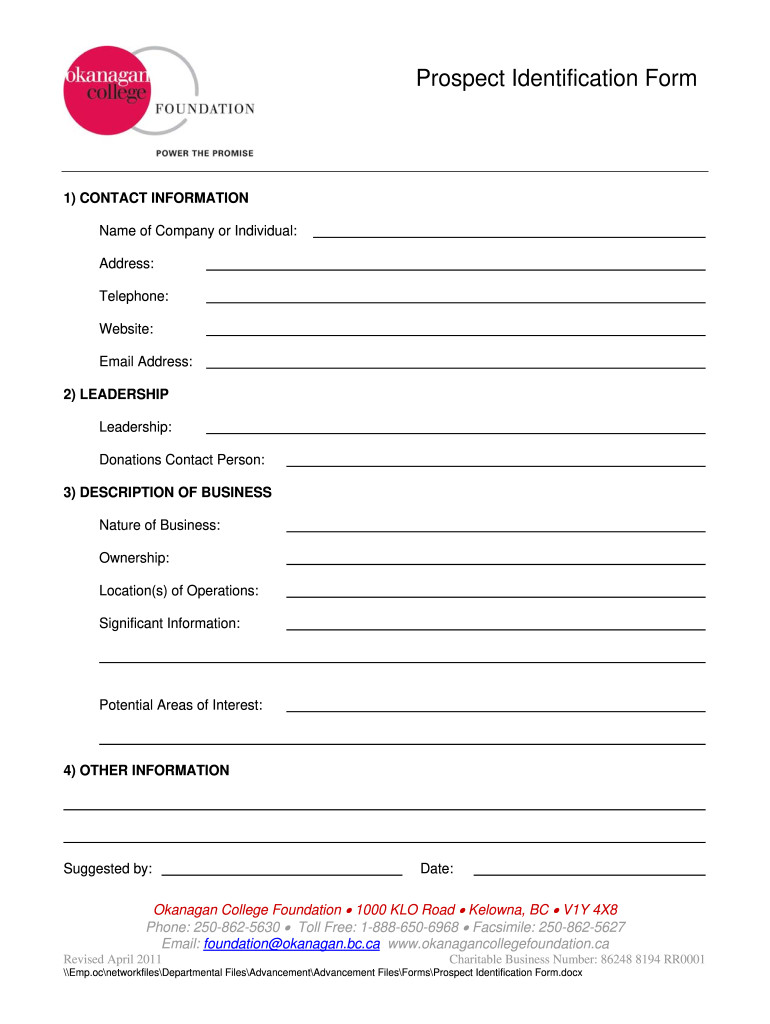 Prospect Identification Form