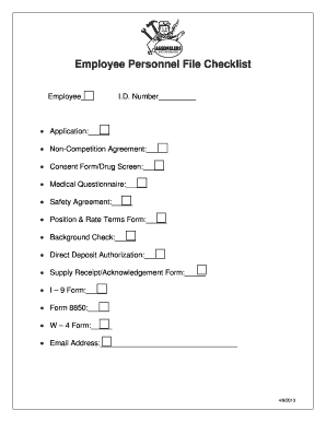 Personal File Checklist Format