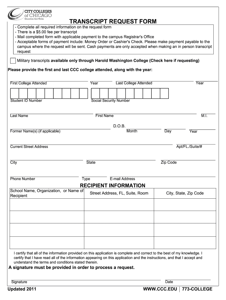 Get and Sign City Colleges Transcript 2011-2022 Form