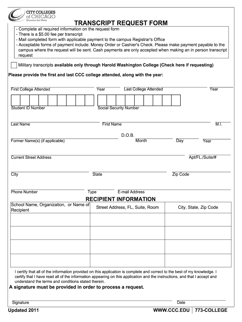 City Colleges Transcript 2011-2025