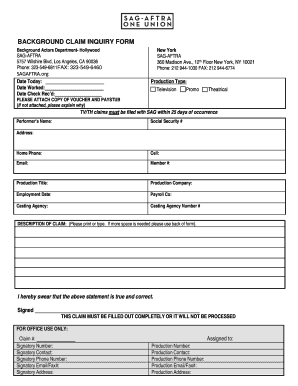 Sag Claim Form