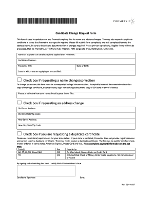 Prometric Name Change  Form