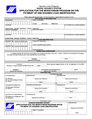 Sss Loan Moratorium Application  Form