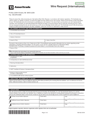 Td Ameritrade Wire Transfer Form