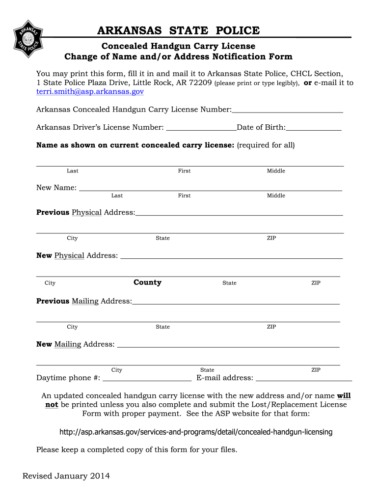 Get and Sign Arkansas Concealed Carry Address 2014-2022 Form
