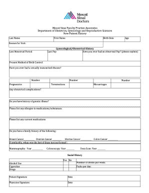 Mount Sinai Doctors Note  Form