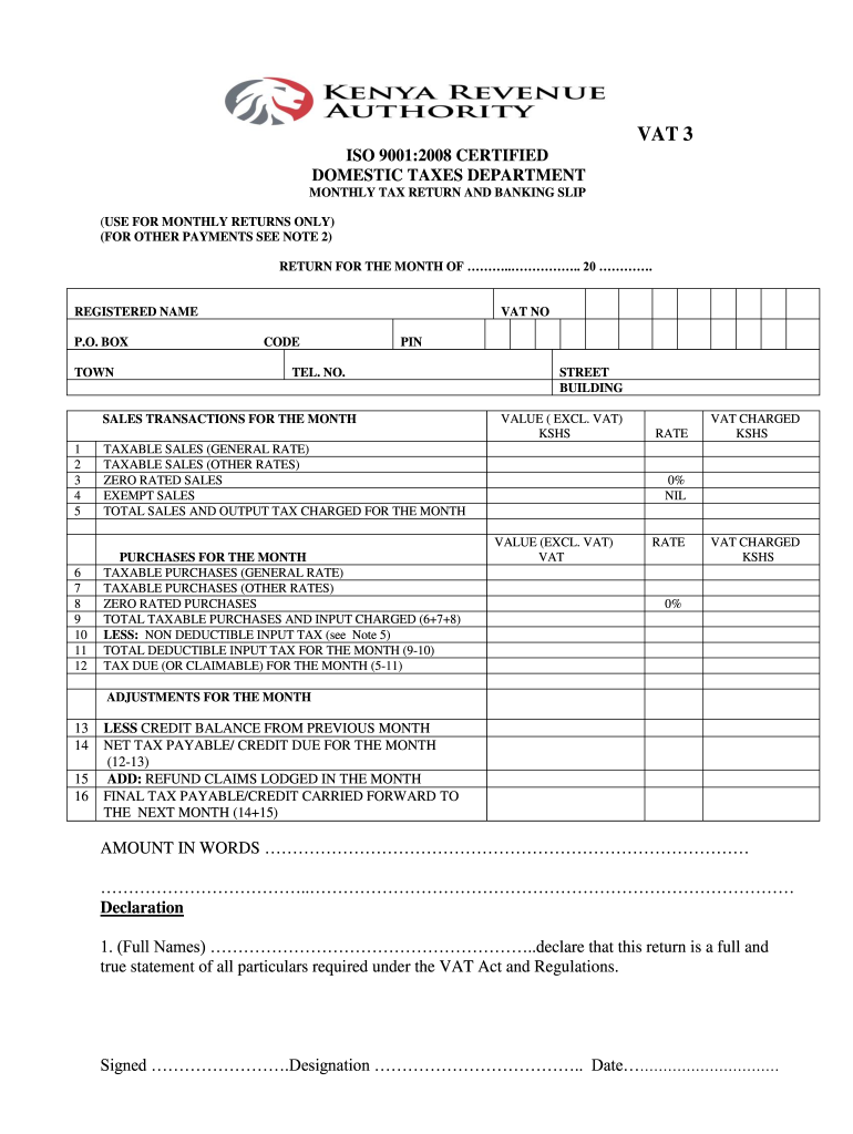 Vat 3 Form PDF