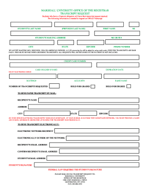 Marshall University Transcript  Form