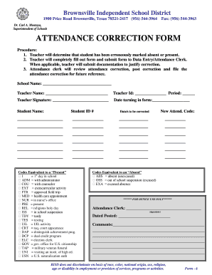 Email for Attendance Correction  Form