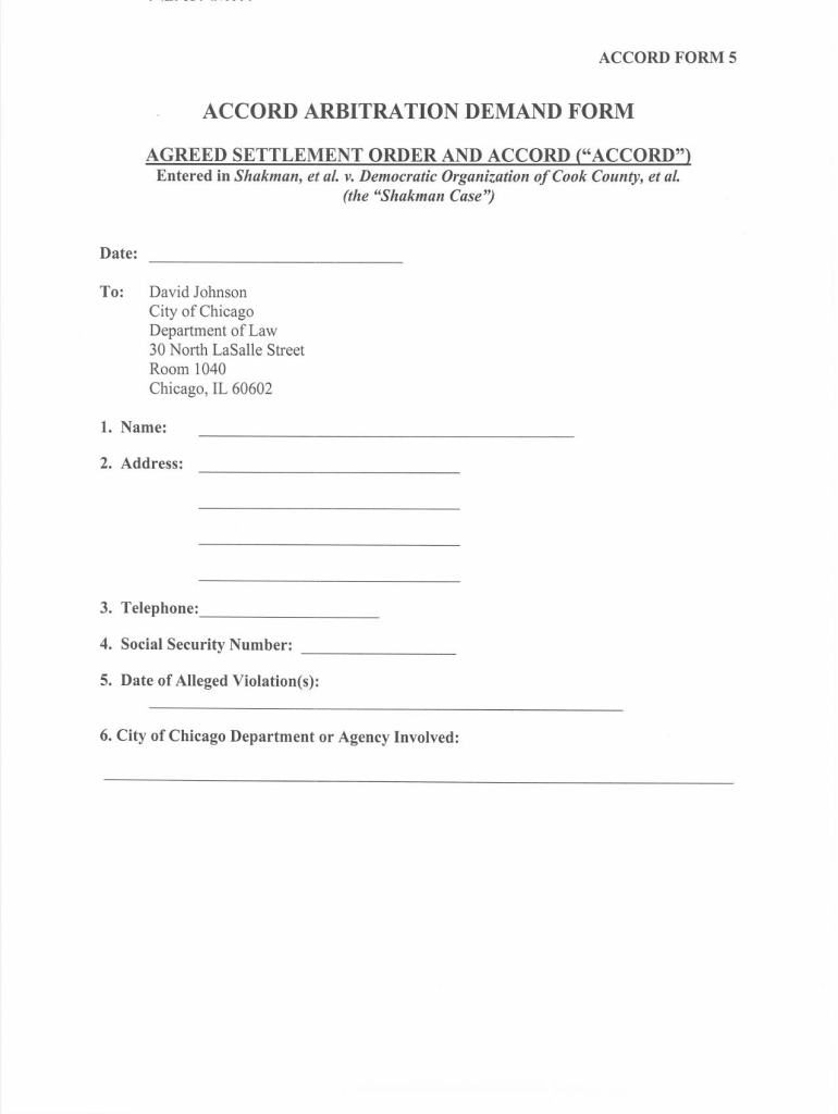 Accord Arbitration Demand Form  City of Chicago Office of Inspector    Chicagoinspectorgeneral