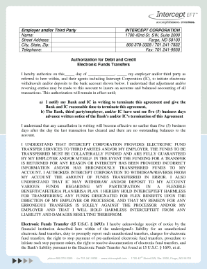 Intercept Eft Direct Deposit Form