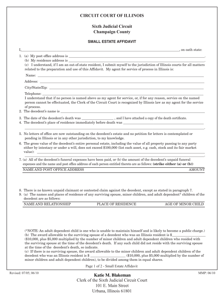 Get and Sign Champaign County Clerk 2010-2022 Form