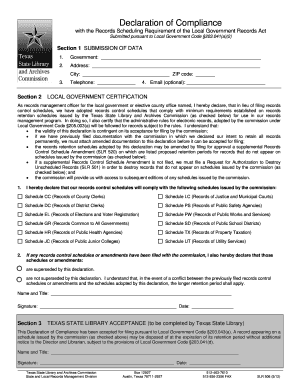 SLR 508 Texas State Library and Archives Commission Form
