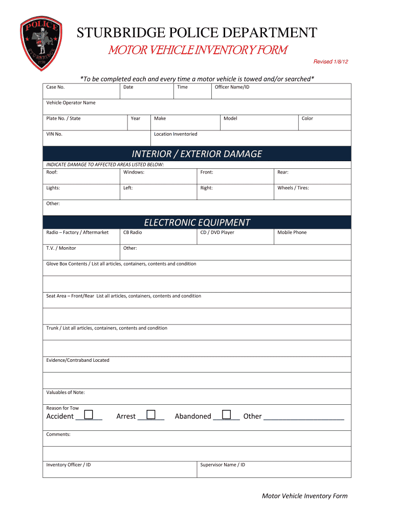 Vehicle Inventory Excel Template  Form