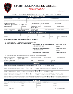 Police Pursuit Forms