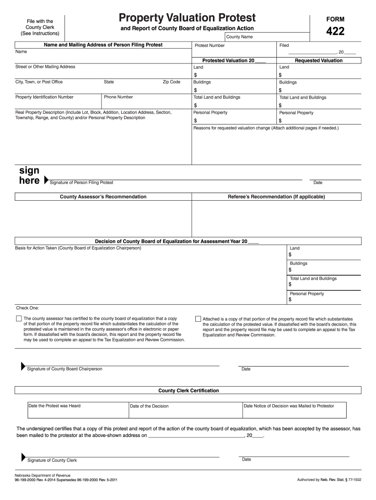 Nebraska Form 422