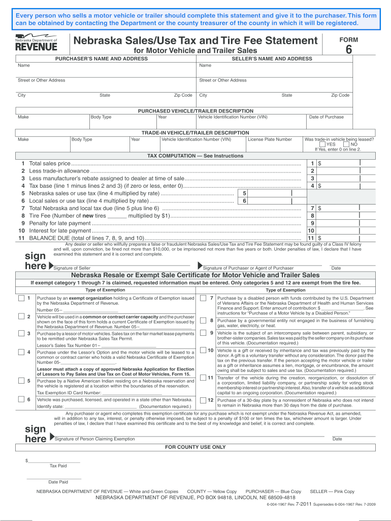 Nebraska Vehicle Bill Of Sale Fill Out and Sign Printable PDF