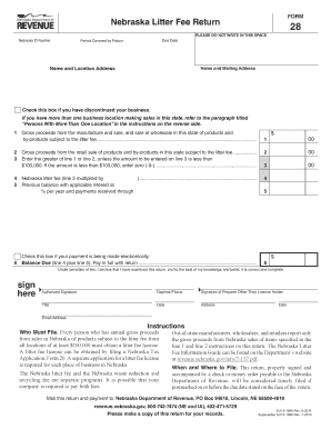 Nebraska Litter Fee Return  Form