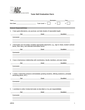 Tutor Evaluation Form