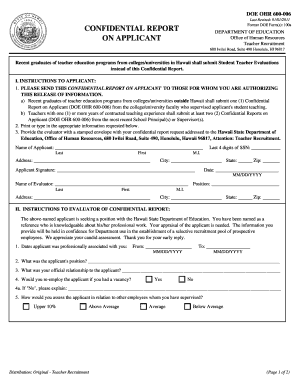 Confidential Report  Form