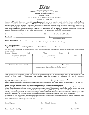 De Anza Concurrent Enrollment  Form