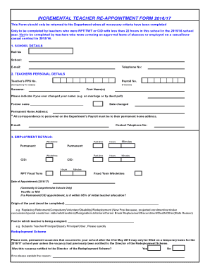 Primary Teacher Appointment Form