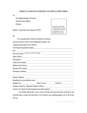Personal Particular Form for Police Verification