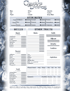 Chronicles of Darkness Character Sheet  Form