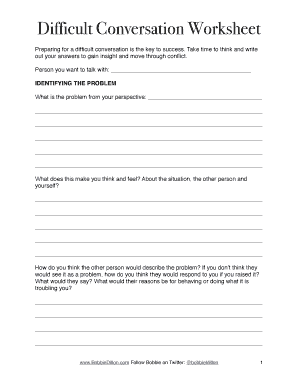 Difficult Conversation Preparation Worksheet  Form