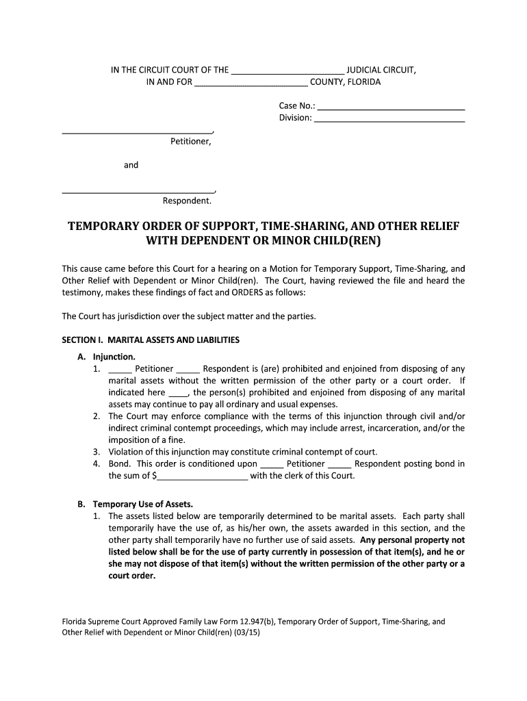  Florida Temporary Order 2015