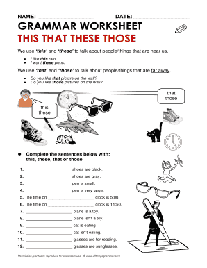 This that These Those Worksheet PDF  Form