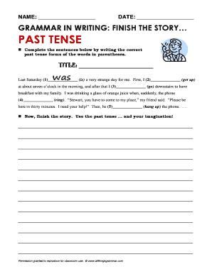 Grammar in Writing Finish the Story Past Tense  Form