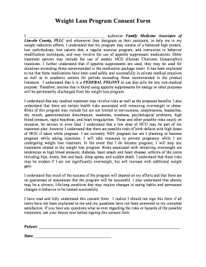 Weight Loss Program Consent Form Revised 02