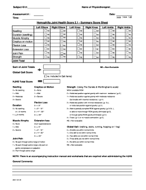 Hemophilia Joint Health Score PDF  Form