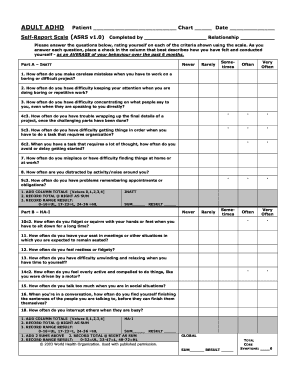 QA3 ASRS Adult ADHD Self Report Scale Center for Attention and  Form