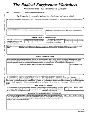 Radical Forgiveness Worksheet  Form