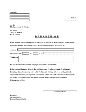 Bauanzeige Muster  Form