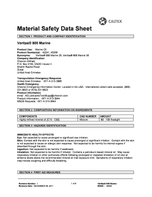 Veritas 800 Marine 30 Msds  Form