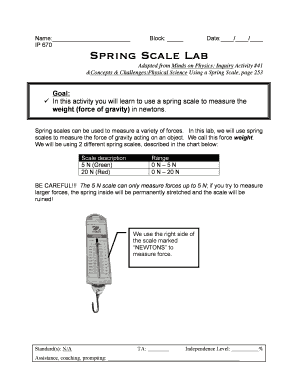 Virtual Spring Scale  Form