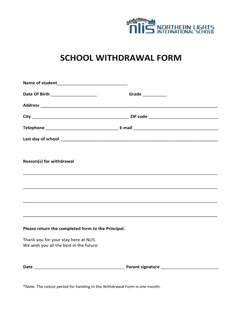 Withdrawal Form