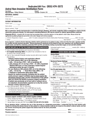 Non Invasive Ventilator Order Form